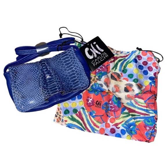 CHI Carlos Falchi Snakeskin Look-Leather CrossBody Purse Handbag VTG  W/Dust bag - Picture 1 of 10